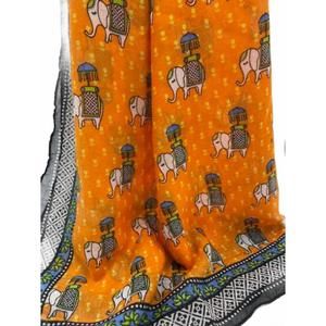 NEW PRINTED VILLAGE women's elephant scarf in orange